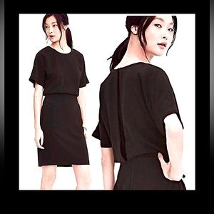 Banana Republic Drape Back Short Sleeve Knee Length Little Black Dress